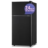 DEMULLER 2.4 Cu.Ft Small Refrigerator with Freezer Mini Fridge Removable Plastic Shelves Ideal for Apartment,Dormitory Black