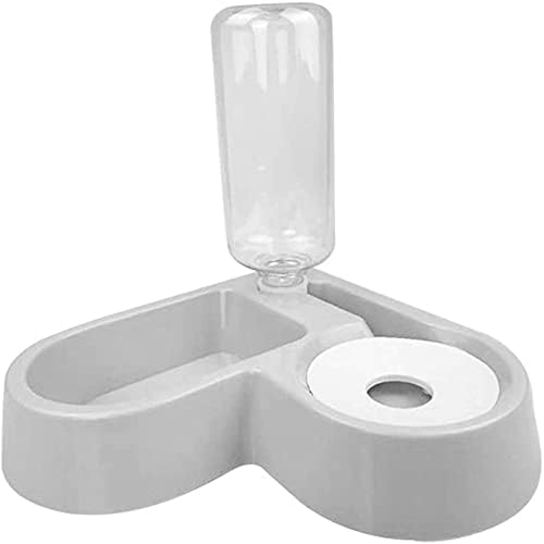 Dog Cat Double Bowls, Pet Food and Water Feeder Bowls with Automatic Water Bottle No-Spill Resin Station for Cat Small Dog Puppy Kitten…