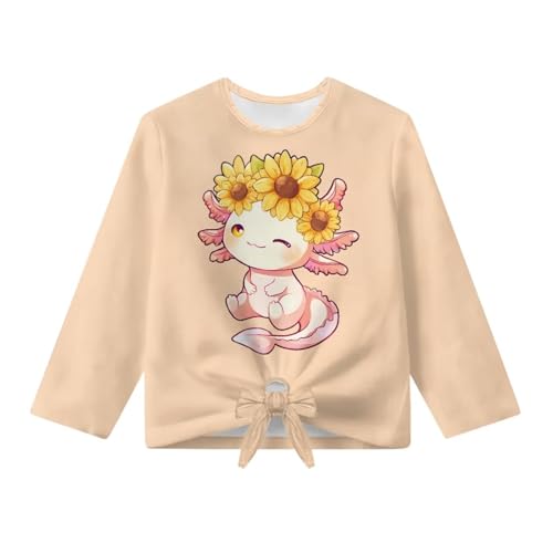 Long Sleeve Kids Shirts for Girls Crewneck Girls' Tops, Tees & Blouses Tie Knot Front4