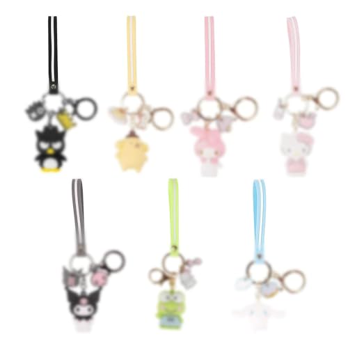 PaPiJoJo Cute Keychain Kawaii Anime Keychain, Hello Kitty, My Melody,Kuromi,Keroppi, Badtz-Maru, Cinnamoroll, Pompompurin