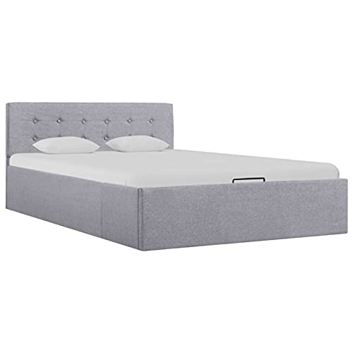 Cinyiqo Cama canapé hidráulica con almacenaje, Cama Abatible Horizontal, canapé Matrimonio, Base Cama, Tela Gris Claro 120x200cm