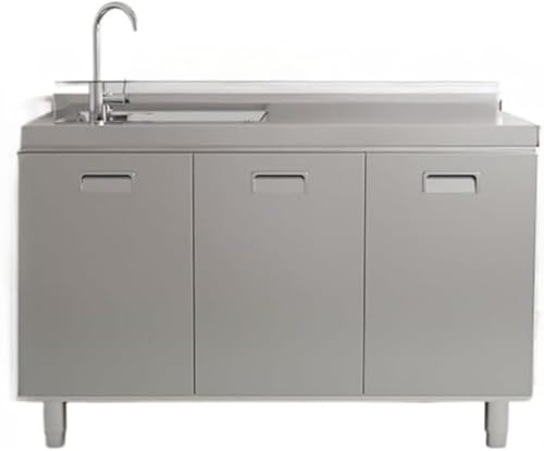 niubpulse キッチンのワークトップ 調理台 201/304ステンレス製 キッチンシンプルシンク 食器棚 キッチンキャビネット コンロ台 コンパクト収納 流し台 一体型 システムキッチン 組立不要 防錆 防カビ 省スペース 耐久性 業務用 家庭用 (