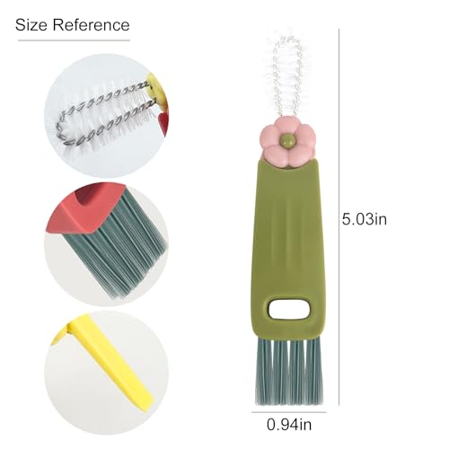 Image of Velaco 3 in 1 Water Bottle Cleaner Brush, Kitchen Cleaning Gadgets Set for Crevice Tight Space Gap, Cup Lid Cleaning Brush - Green