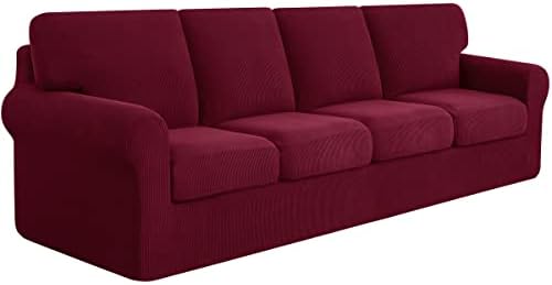 subrtex 2-Seater Sofa Cover with 2 Separate Cushions and 2 Backrests Covers, 5 Pieces Stretch Sofa Slipcover Replacement Furniture Protector (Loveseat, Light Blue)