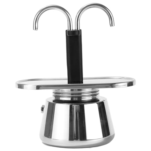 Macchina per caffè espresso, caffettiera per caffè espresso da 2 tazze con doppio beccuccio in acciaio inossidabile, facile da usare, preparazione rapida del, per campeggio all'aperto a casa