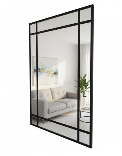 Espejo Ventana, Espejo Industrial, Estilo Danés, Aluminio Negro 120 x 80 cm