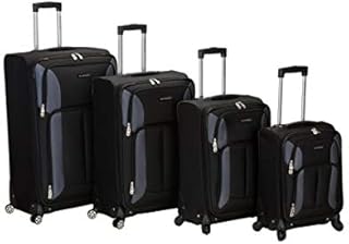 Rockland Impact Softside Spinner Wheel Luggage Set, Black, 4-Piece (18/22/26/30)