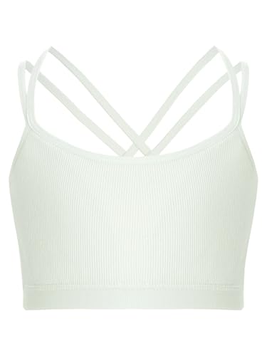 Kids Girls Dance Crop Tank Tops Seamless Camisole Yoga Sports Bras Gym Training Bralette Tops