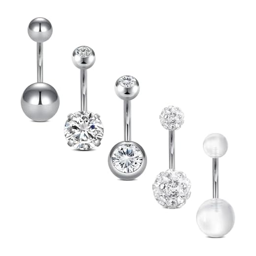 D.Bella 14G Stainless Steel Belly Button Rings 10mm 3/8" Barbell Belly Navel Rings Piercing for Women Girls