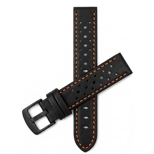 Image of Bandini Mens Leather Watch Band Strap, Vented, Racer, GT Rally, Stainless Steel Buckle, 10 Colors - 18mm, 20mm, 22mm, 24mm (Many sizes also come in Extra Long XL)
