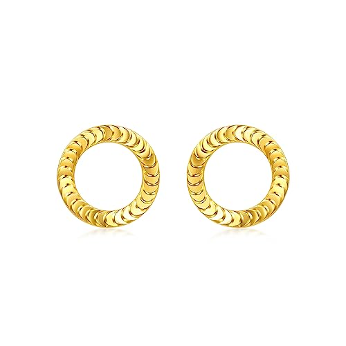 Image of CHOW SANG SANG 999 24K Gold Essence Round Stud Earrings for Women 94290E