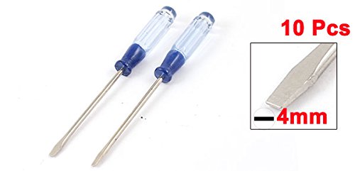 Sourcingmap 10 Pcs Nonslip Handle 60mm Length Shaft 4mm Tip Slotted Screwdriver, Clear Blue, Silver Tone - Image 2