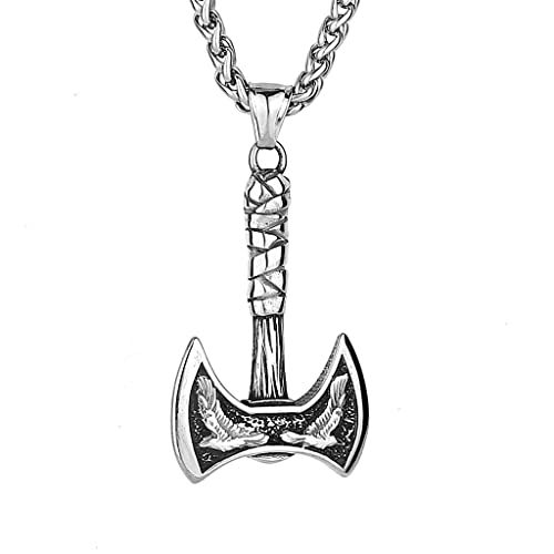 Collier hache viking pour homme en acier inoxydable massif résistant au style vintage païen