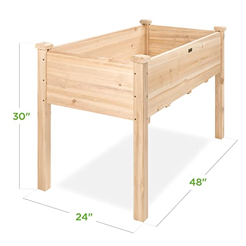 Best Choice Products 48X24X30In Raised Garden Bed, Elevated Wood Planter Box Stand For Backyard, Patio, Balcony W/Bed Liner, 200Lb Capacity - Natural #TOP6