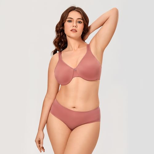 Image of CALVENA Women's Full Coverage Minimizer Bra | Plus Size, Underwire Support, Seamless Smooth Cups, U-Back