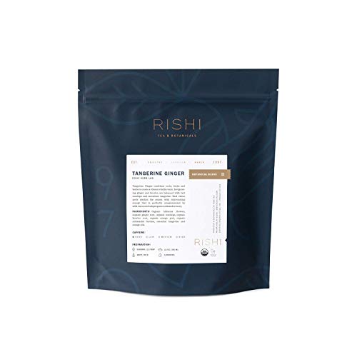 Rishi Tea Tangerine Ginger Herbal Tea - Organic Loose Leaf Tea, Caffeine Free Digestive Tea Blend with Hibiscus, Spicy Ginger & Citrus - 16 Ounces, 50+ Servings