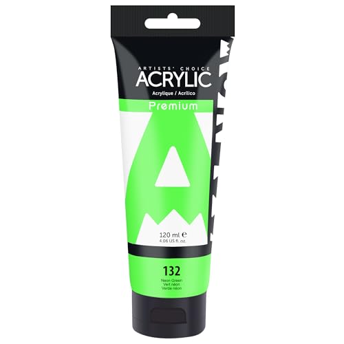 Aureuo Neon Green Acrylic Paint, 4 Fl Oz / 120Ml Single Tube, Rich Pigment Art Craft Paints For Canvas, Rocks, Wood, Ceramic, Fabric - Art Supplies For Beginners, Professionals, Artists