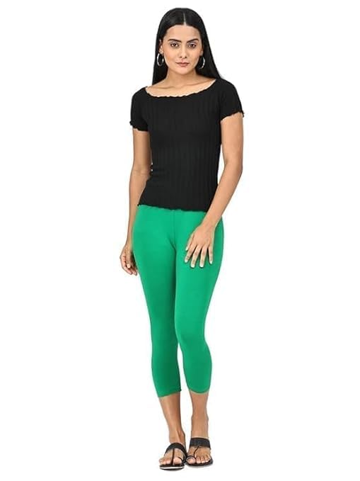 JAGMOOLYA Products Premium Stretchable Cotton Capri Legging for Women | Suitable for Formal wear & Casual wear | High-End Elastic Makes. The Leggings .(Size Fit-Small to Large) (Kelly Green)-picture-21