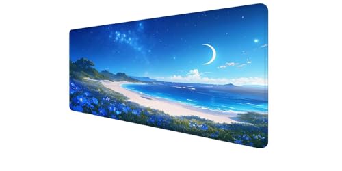 Mouse pad XXL antidérapant et grand desk mat de bureau au motif ciel étoilé