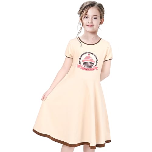 Image of Sunny Fashion Girls Dress Colorful Striped Knitted Cotton Stretch School