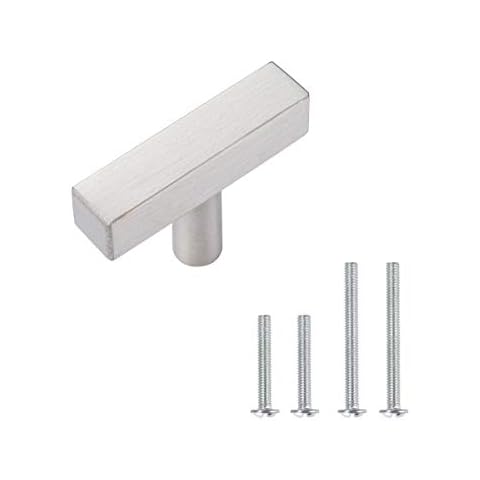 NB_Hardware Single T Knobs Cabinet Pull Bar Stainless Steel Square Handles for Kitchen/Cupboard/Closet/Desk Drawer (T Knob:2" Length(50mm), 5 Pack) Cover