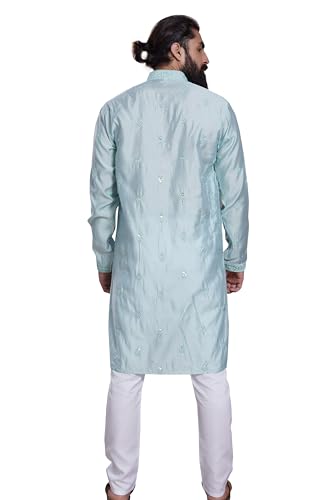 Image of DIVISIVE Men's Embroidered Cotton Silk Blend Only Slim Fit Kurta