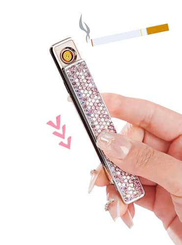 Encendedor USB Recargable Lujo Rhinestone 2-Pack Blanco miniatura 3