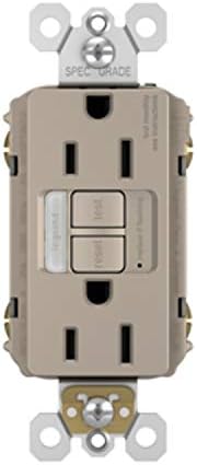 Legrand radiant Night Light, Self-Test GFCI Outlets, Safe for Kids, Tamper Resistant, Brushed Nickel, 15 Amp, 1597NTLTRNICCD4