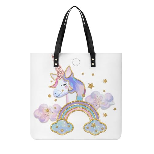 Sac à bandoulière Licorne Dorée pour femme grand sac cabas femme voyage 39x39cm