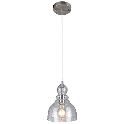 Westinghouse Lighting 6100700 One-Light Indoor Mini Pendant, Brushed Nickel Finish with Clear Seeded