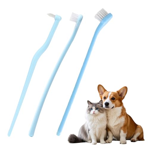 LACHT Kit Di 3 Spazzolini Da Denti Per Cani E Gatti, Mini Spazzola Morbida Per Una Pulizia Profonda, Adatto Per Cuccioli, Gattini, Piccoli Animali Domestici, Facile Da Usare E Da Portare In