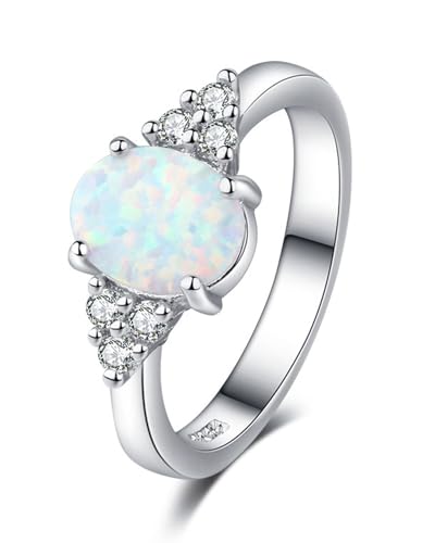 MOPZIJA Bague en argent 925 avec pierre de lune - Réglable - Ovale - Ronde - Cœur