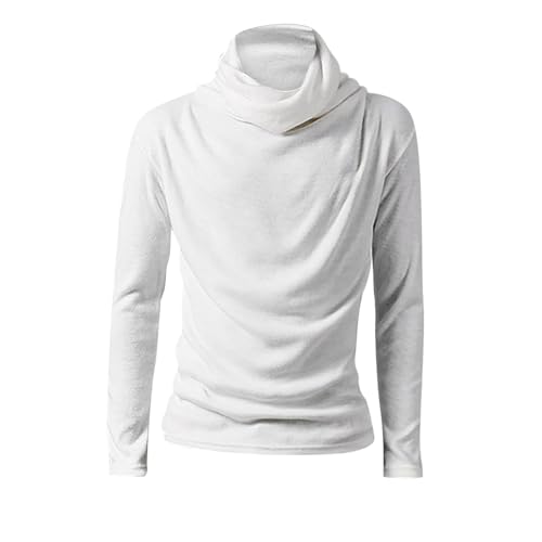 Men's Turtleneck Pullover Sweater Long Sleeve Vintage Knit Cowl Neck Thermal Top Slim Fit Casual Stretchable Jumper