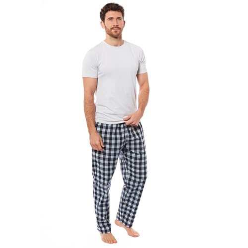 Toro Rocco Pack of 2 Mens Pyjama Bottoms Trousers Lounge Woven Pants Super Soft Sleepwear Nightwear Checked Design with Pockets