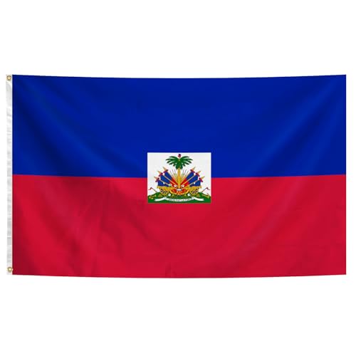 Haiti Flag 3x5 Ft Vivid Color Haitian National Flags with Brass Grommets for Indoor Outdoor Party Yard Bar Garden Street Decorations
