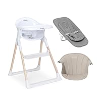 Mash High Chair Bundle by Baby Elegance | Includes Newborn Seat (0-6 Months), Toddler Seat (6+ Months) & Toast Cushion | Adjustable White High Chair for Babies & Toddlers