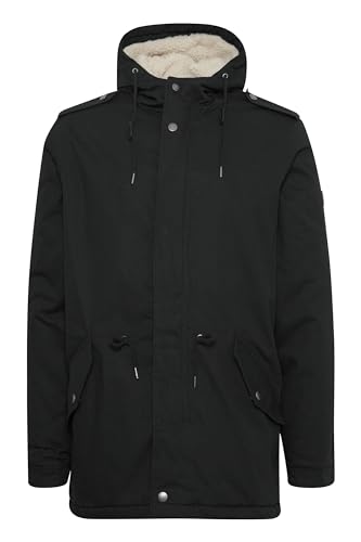 !Solid SDDarnell Herren Winterjacke Parka Mantel gefüttert mit Teddy-Futter Kapuze Kordelzug Druckknöpfe Baumwolle Regular fit, Größe:L, Farbe:Black (9000)
