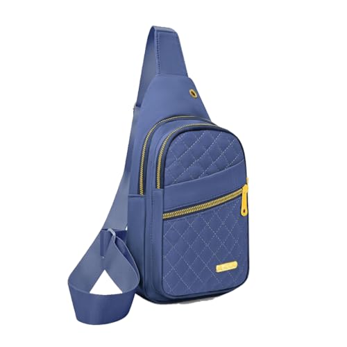 Quilted Sling Backpack, Small Crossbody Shoulder Bag for Women, Pink (Navy Blue)
