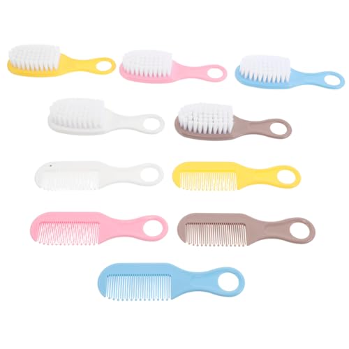CALLARON 5Sets Grooming Kit Soft Bristle Brush Newborn Comb for Gentle Scalp Care Cradle Cap Removal Hair Brushing Set for Boy Girl