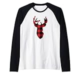 Photo Gallery buffalo plaid natale renna maglia con maniche raglan Photo Gallery buffalo plaid natale renna maglia con maniche raglan