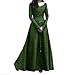 Produktbild VEMOW Herbst Frühling Elegante Damen Karneval Plus Size Solide Vintage Renaissance Langarm Verband Langes Partykleid(Grün, 38 DE/XL CN)