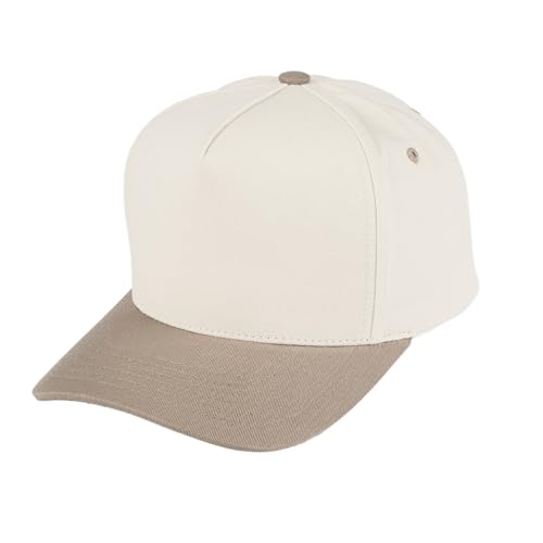 C.C Beige Two Tone Canvas/Corduroy Snapback Trucker Hat for Unisex (US Alpha One Size Beige)