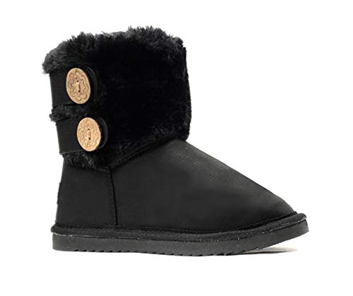 Best Kids Winter Boots for Wide Feet: Top Picks! 15 REDVOLUTION New Kids Classic Snow Boots Faux Fur Midcalf Outdoor Boots (Toddler/Little Kid/Big Kid) (Black (Two Button), numeric_1)
