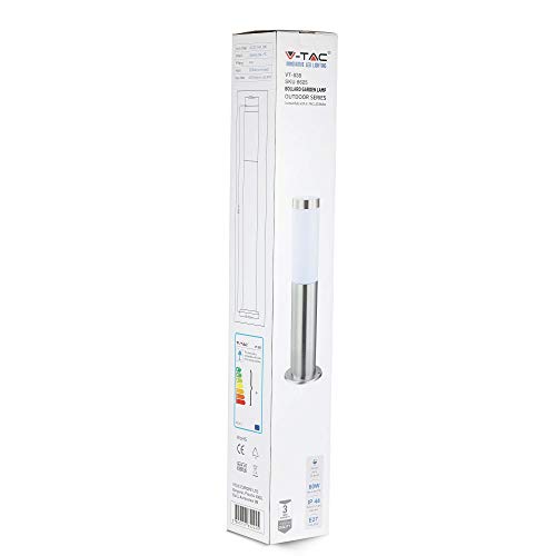 Lampe de jardin E27 luminaire extérieur acier inoxydable polycarbonate V-TAC H80