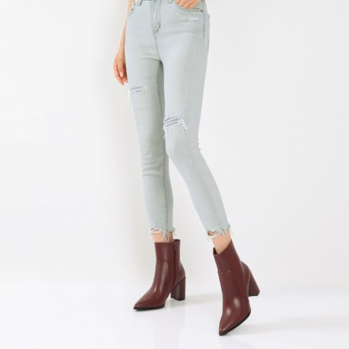 Image of Susanny Sexy High Heels for Women Boots Round Toe Platform Booties Lace Up Suede Side Zipper Ankle Bootie