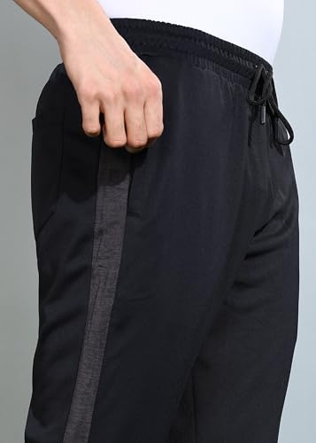 Image of Force NXT Black Jogger for Men Pack of 1 | Men's Dry Fit Active Wear Pants | Stretchable Lowers with Zipper Pockets | Anti Odour Jogger Pant for Gym, Yoga and Sports