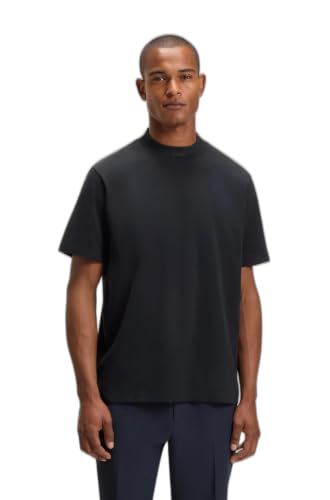 BOSS Hommes T-Shirt haut de gamme en coton stretch avec col logoté chic