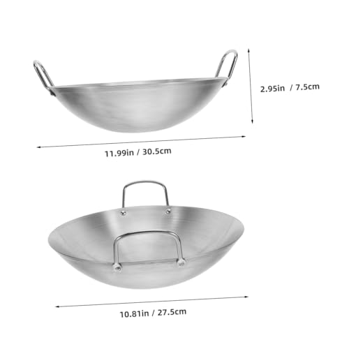 Wok de acero inoxidable con mango redondo para cocina miniatura 2