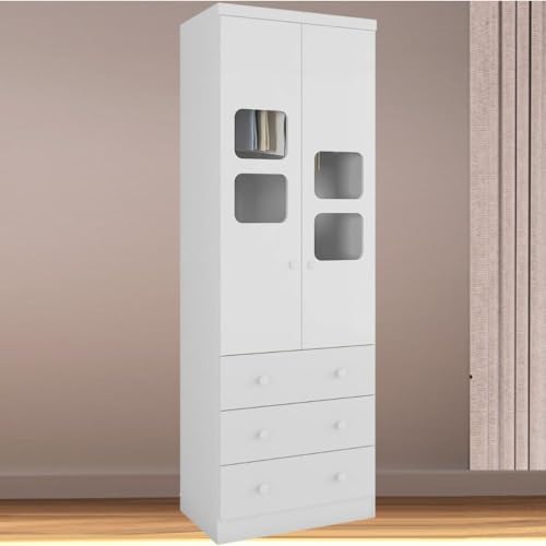 Guarda Roupa Infantil Uli 2 Portas 3 Gavetas Branco Brilho Carvalho Móveis Peroba Branco Brilho