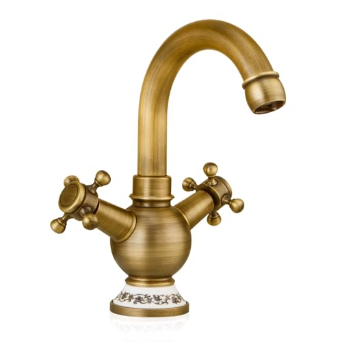 Robinet antique rétro en porcelaine bleue et blanche pour lavabo